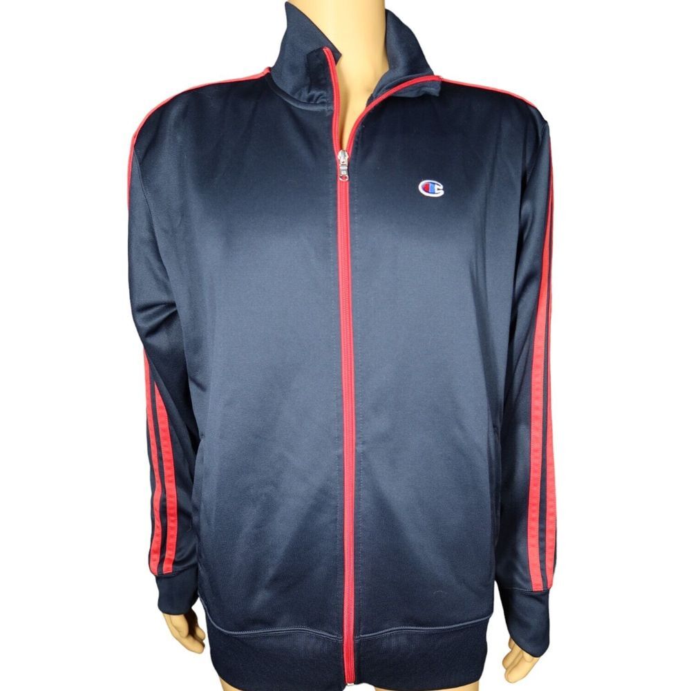 Champion Track Jacket Size XL Blue Red Stripes Vintage Retro Y2K - Picture 1 of 5